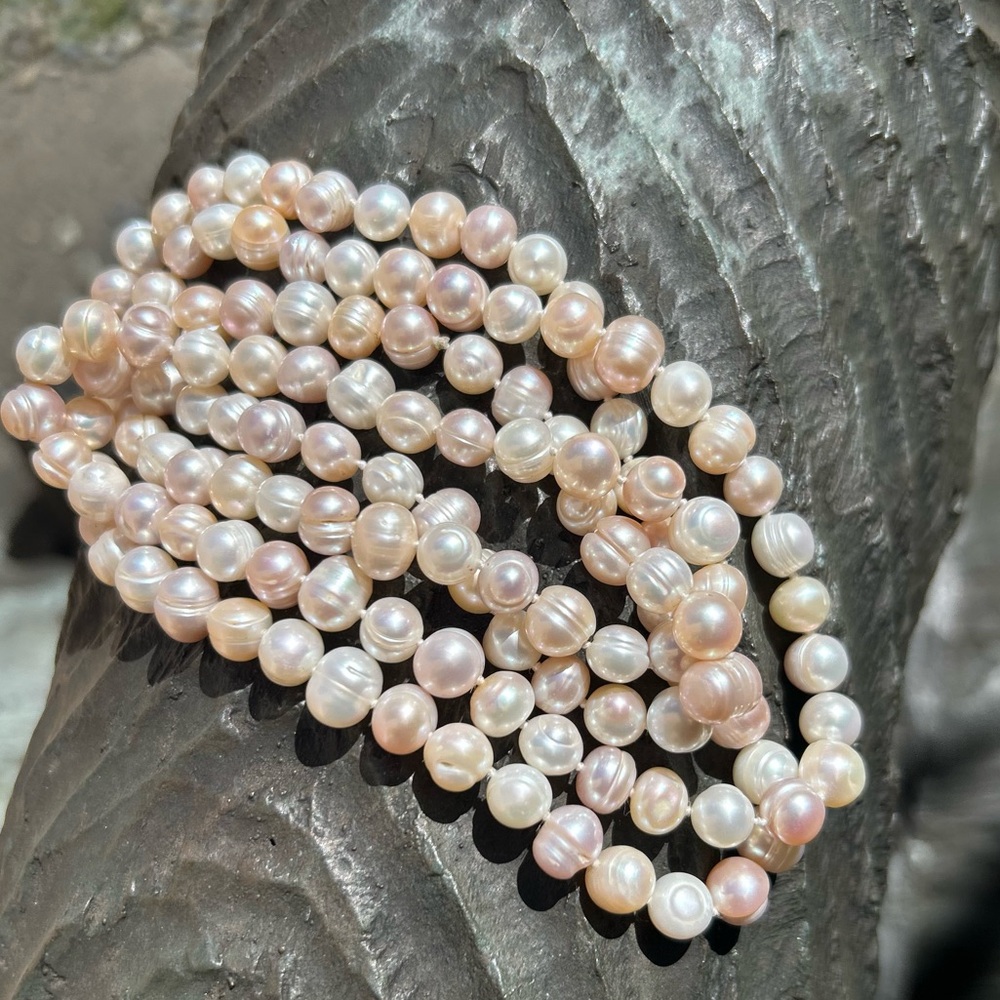 Cultured Freshwater Pearl Necklace 8 -8.50 mm 42-43inches long hand knotted